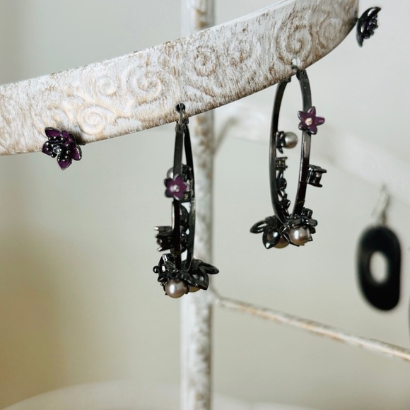 Juicy Couture Midnight Garden Hoops & Matching Second Hole Post Earrings - Picture 2 of 10